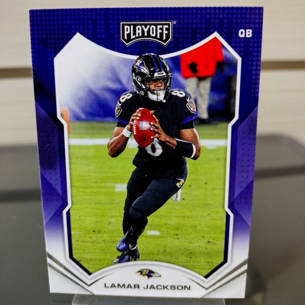 (Lamar Jackson #25) (Playoff 2021) Card in Excellent Mint Condition.